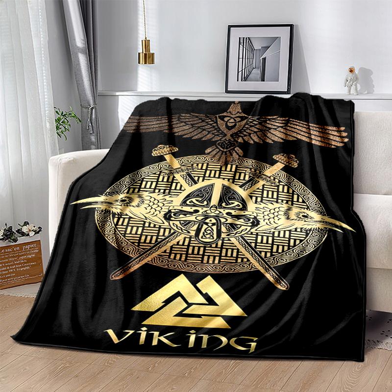 Nordic Mythology Flannel Blanket Soft All-Season Throw, Design for Camping, Car Travel, Hiking Sofa, Bed, Office Perfect Gift for Parties