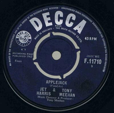 7inch Plaat JET HARRIS & TONY MEEHAN - Applejack F11710 Decca 1963 VK Rock Gebruikt