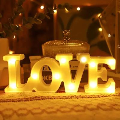 Valentine's Day LOVE LED Sign Lights Romantic Letter Lights Home Desktop Decoration Wedding Atmosphere Props Holiday Party Decor