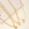 3Pcs/Set Boho Heart Pendant Necklace for Women European And American Copper Metal Gold Color Hollow Love Necklace Punk Jewelry