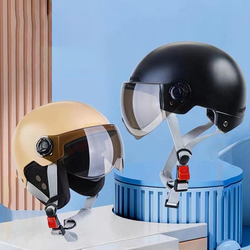 1 Piece 3C Certified Men'S And Women'S Adult Cartoon Electric Bicycle Motorcycle Half Helmet With Goggles Bicycle Safety Helmet