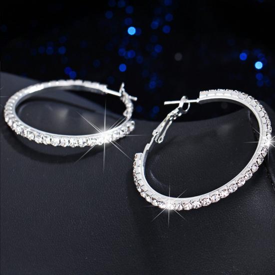 Elegant Big Circle Round Hoop Earrings Women Rhinestone Inlaid Wedding Jewelry