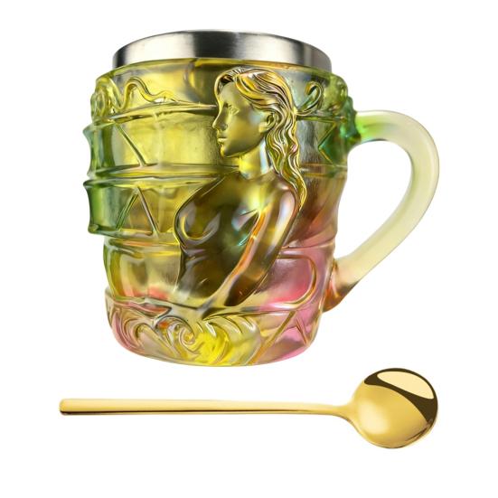 

Book Mug 3D Hand-Painted Resin Coffee Mug with Stainless Steel Interior Microwave Dishwasher Safe Literary Cup Unique Gift for Book Lovers Writers C