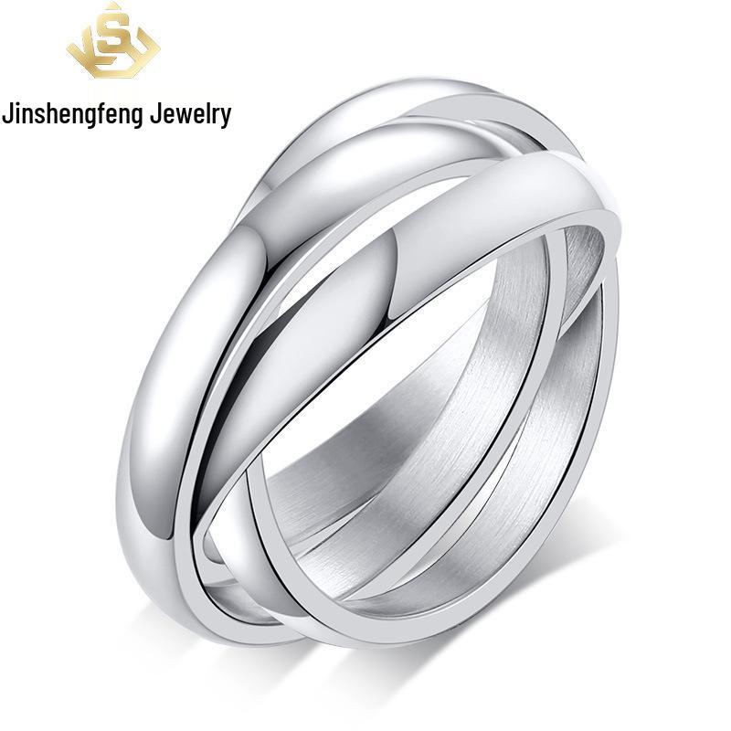 Tri-Color Titanium Steel Fashion Ring Set for Women - R-054