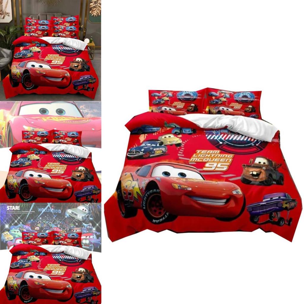 Cars Lightning Mcqueen Bedding Set With Active Dye Printing Modern Style For Kids Bedroom Decor