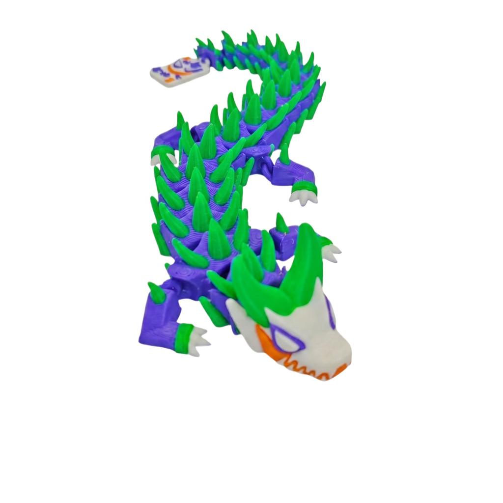 3D Printed Dragon Figurine Model with Detailed Spikes and Textured Body Realistic Design Collectible Display Piece for Home Office Decoration