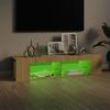 TV Stand with LED Lights Sonoma Oak Finish 135 X 39 X 30 Cm