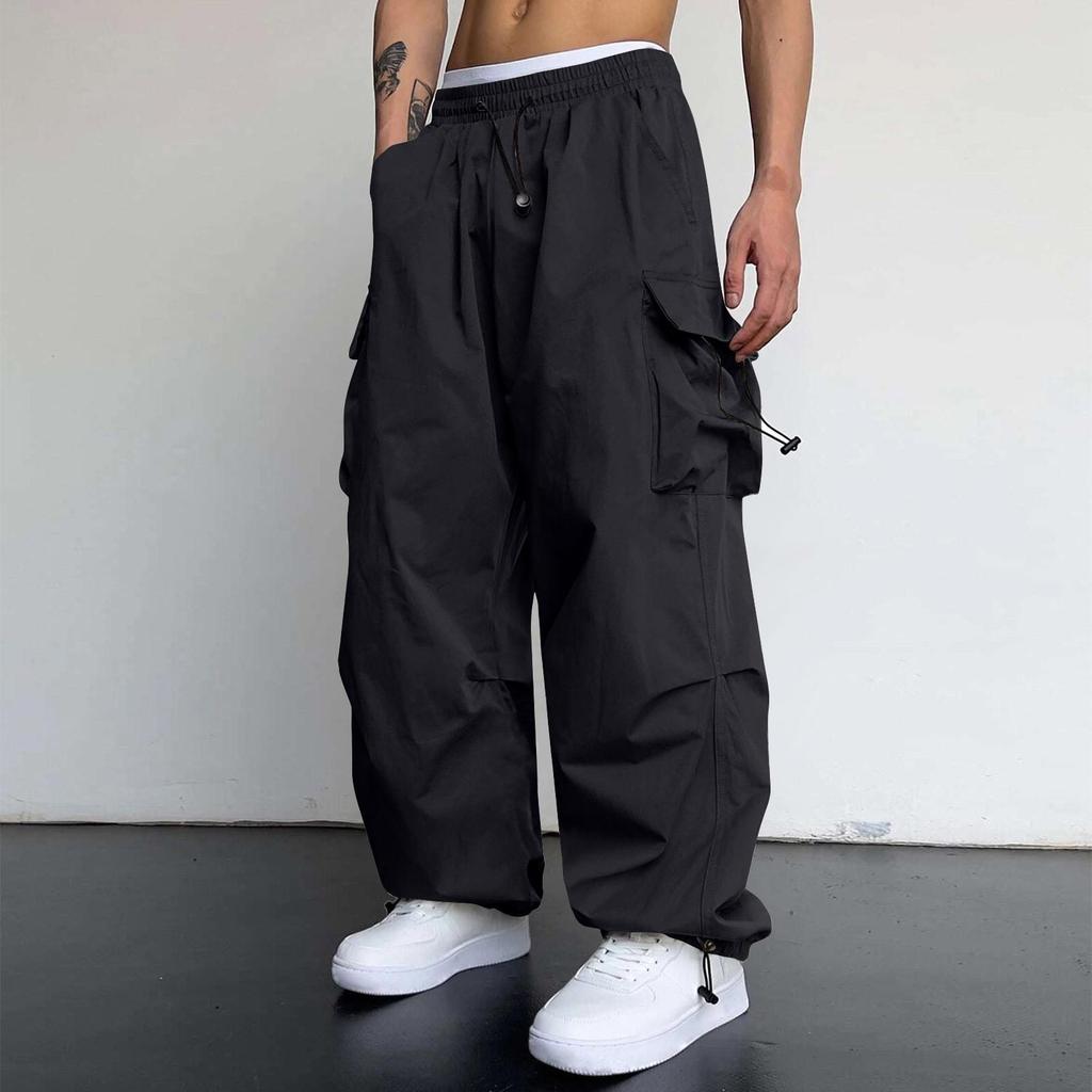 Mens High Waist Parachute Workwear Sweatpants Loose Casual Jogging Pants for Daily Casual Wear and Outdoor Sports