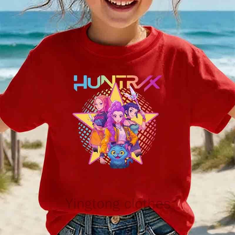 Print Short Sleeve T-Shirt Cute Cartoon Graphic Tee Kids Summer Casual Top