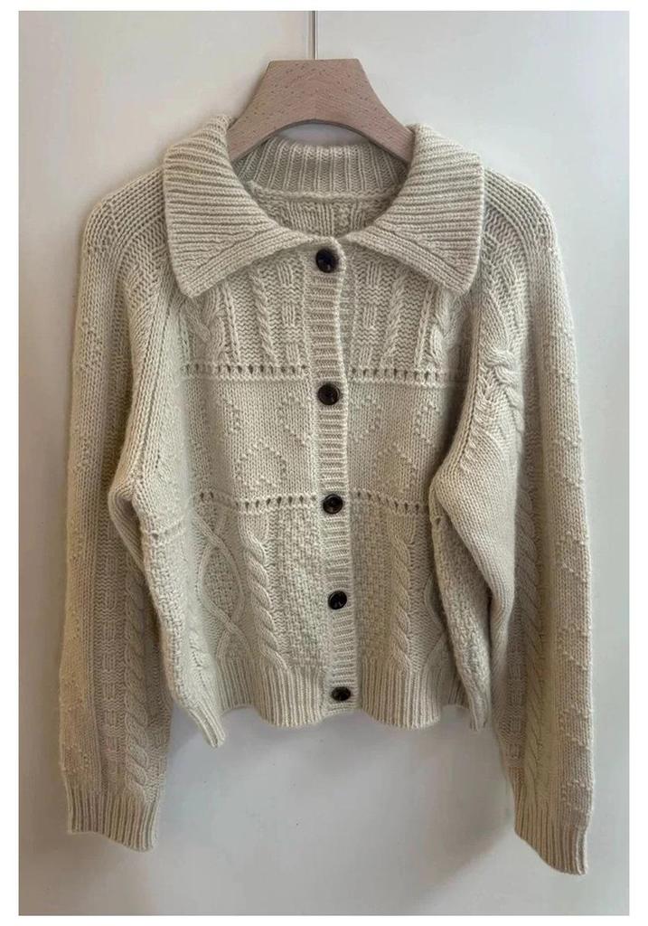 Women's Retro Loose Knit Wool Cardigan - Korean Autumn/Winter Style