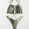 Snake Print Bikini Two-piece Sexy and Fashionable Hollow Split Swimsuit Women's Suit Fashionable Beach Swimwear