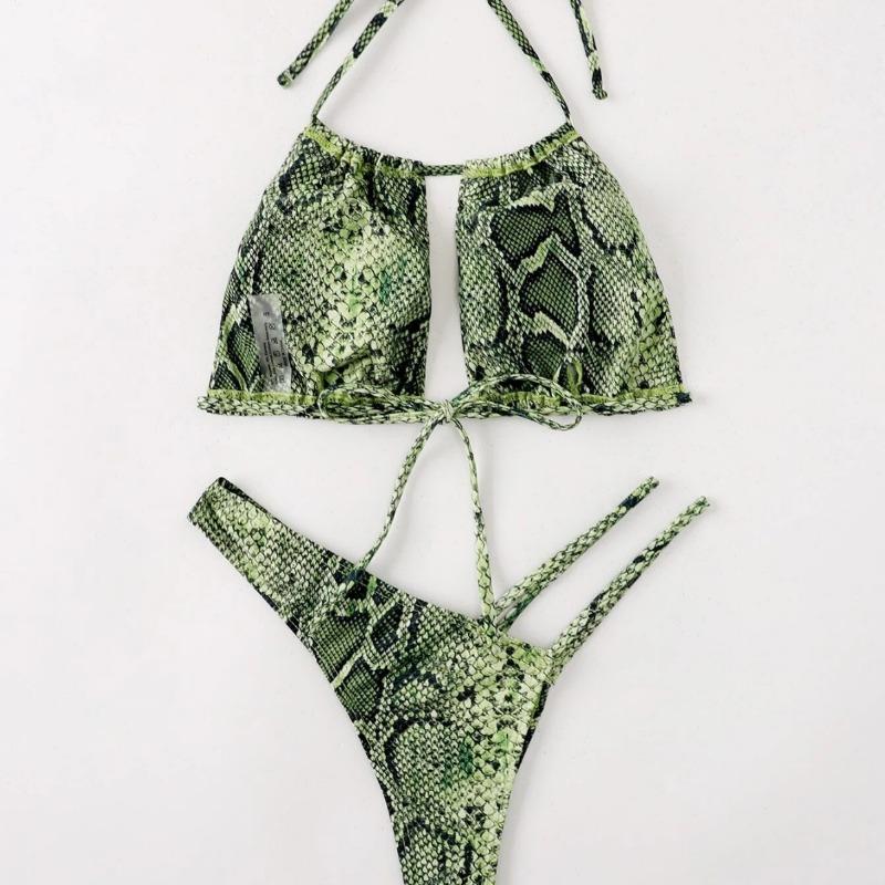 Snake Print Bikini Two-piece Sexy and Fashionable Hollow Split Swimsuit Women's Suit Fashionable Beach Swimwear