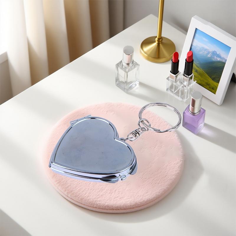 Yuvarlak Kalp Oval Kare Şekli Çift Taraflı Kozmetik Ayna Metal Katlanır Anahtarlık Makyaj Mini Ayna