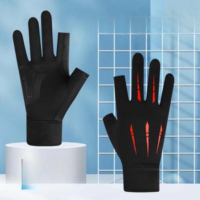 Sunscreen Gloves Ice Silk Half Finger Summer Thin Breathable and Non Slip Leakage Two Finger Gloves  UV Proof Fishing Sports Riding