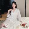Pajamas Women's Summer Ice Silk Shirt Skirt Short Sleeve Loose Korean Sequins Sweet Premium White Internet celebrity Thin
