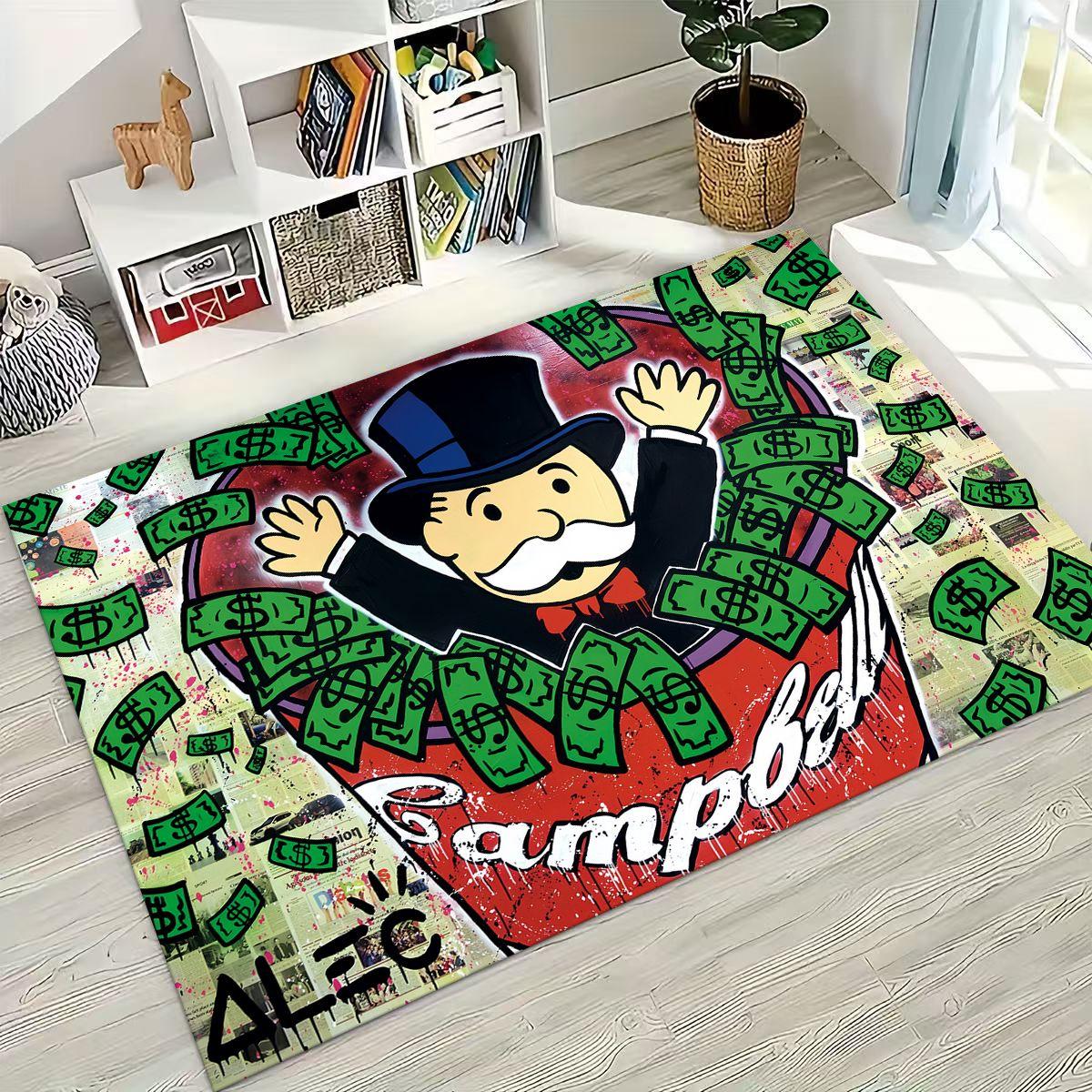 

Багатий Мультяшний Килим з Грошима для Гри Монополія, для Спальні, Вітальні, Дивана, Декор для Вхідних Дверей Будинку, Великий Нековзкий Килимок для Дитячих Ігор 70x100cm( 27x39in )
