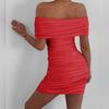Women's dress, European and American style, sexy off-shoulder fashion, tight-fitting bodycon dress