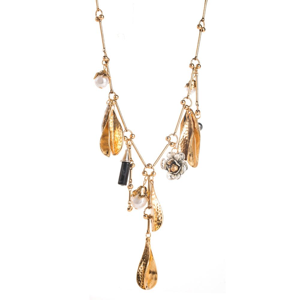 Exaggerated Leaf Alloy Necklace - Flowers Geometric Retro Stud Earrings - Collar Chain for Women