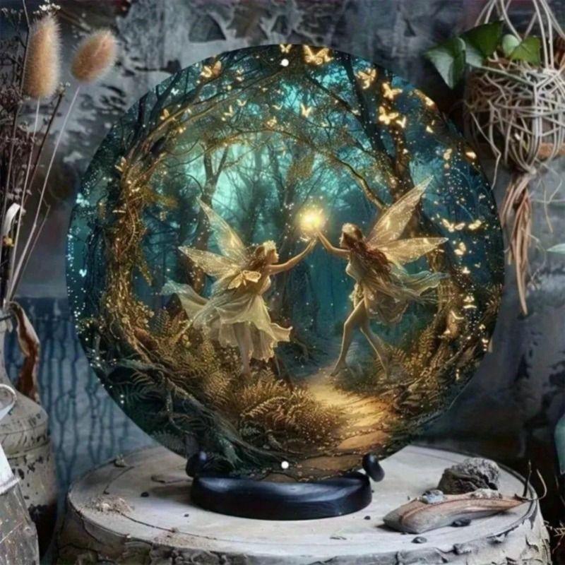 Round Metal Tin Sign Wall Art Home Living Room Office Cafe Decor 20x20cm