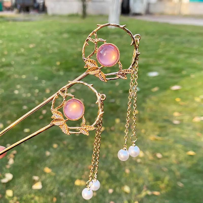 

Металлические шпильки для волос в китайском стиле для женщин и девочек, цепочка, кисточка, палочки для волос, головные уборы, свадебные украшения, аксессуары, подарки на вечеринку