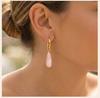 Natural Stone Drop Earrings 18k Gold Plated Stainless Steel Teardrop Amethyst Tiger Eye Rose Quartz Jewelry Nickel-Free