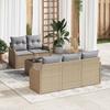 Garden Sofa Set Beige Poly Rattan