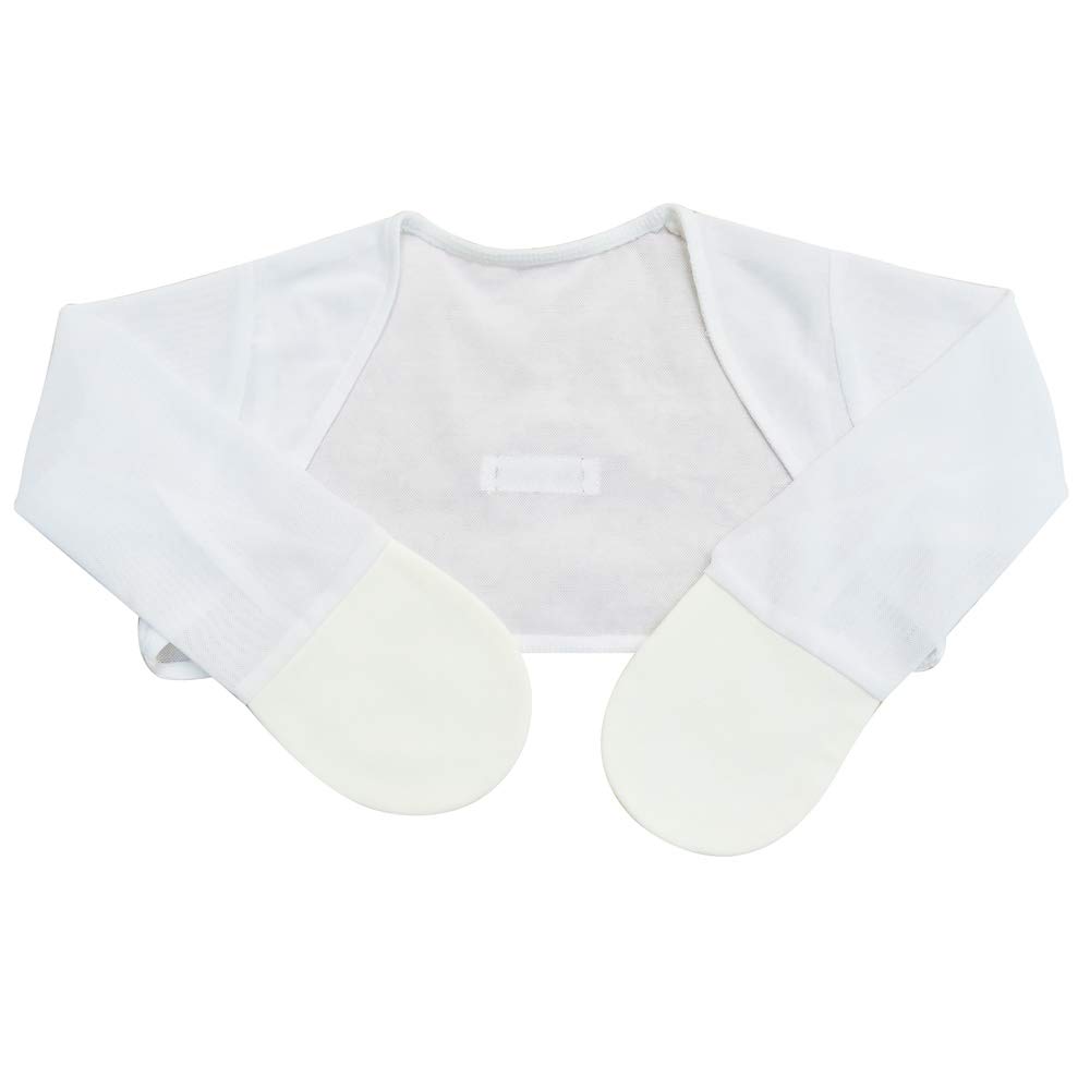 Edenswear Baby Eczema and Atopic Dermatitis Face Scratch Prevention Gloves with Net Sleeve Covers and Vest (White, 24-Month Set)