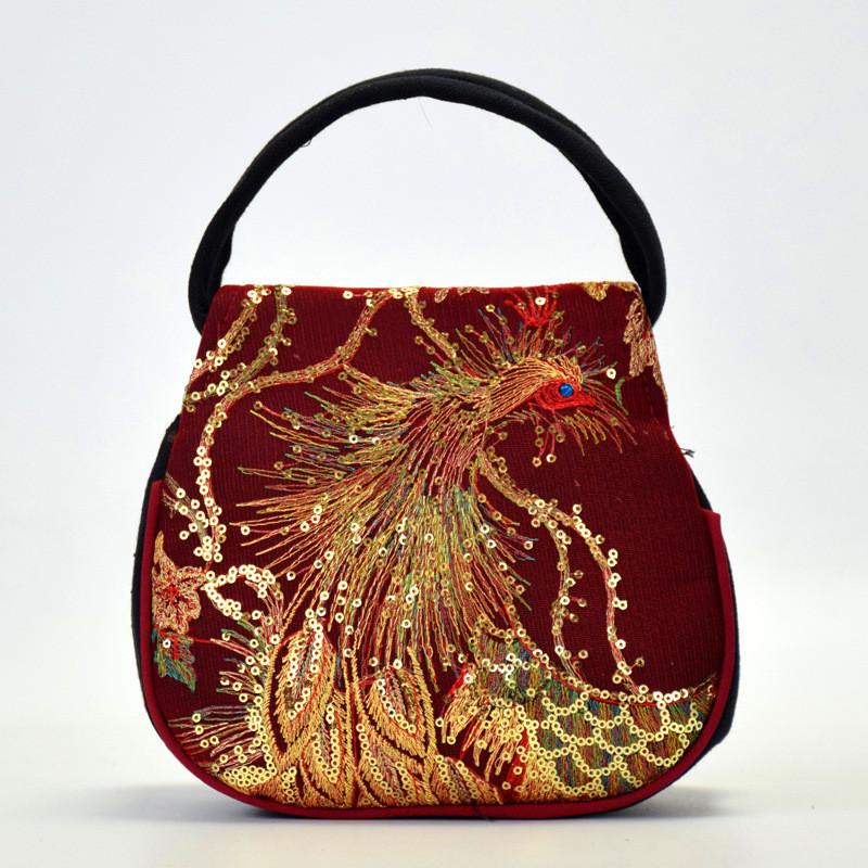 Traditional Motif Mini Handbag With Zipper Closure And Inner Pouch For Women