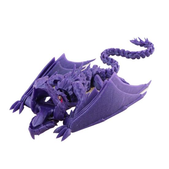 3D Printed Articulated Dragon with Wings Fidget Dragon Toy with Flexible Jaw Winged Dragon Desktop Pet for Home Office Decor Stress Relief