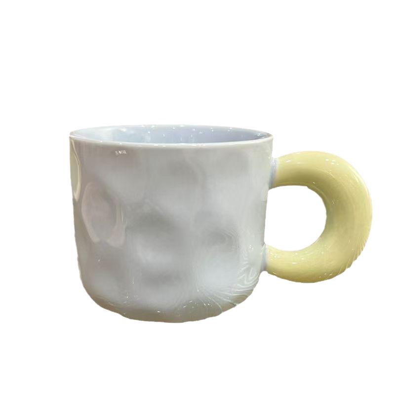 Contrast Color Big Ear Cup Household Ceramic Mug Cute Student Couple Drinking Cup Coffee Cup Trendy Creative Cup