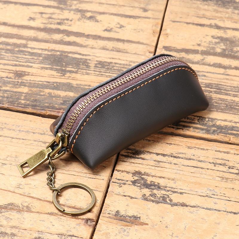 Retro Leather Coin Bag Simple Zipper Clutch Wallet Credit Card Holder Key Bags Men Money Change Pouch Business Wallet Gifts