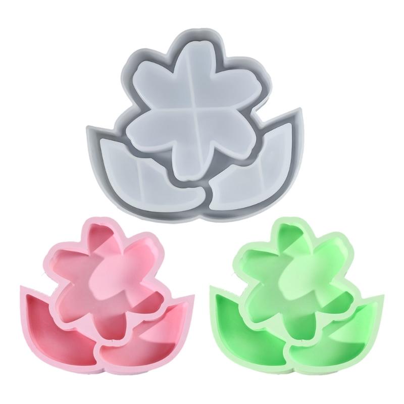 Flexible Sturdy Silicone Epoxy Resin Castes Mold Flower Shaped Tray Dishes Molds for Craft and Home Decoration