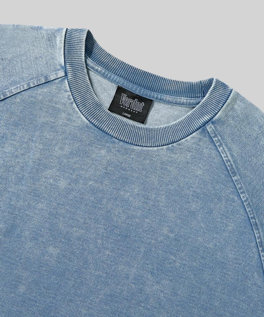 Beodeonteu Knit Denim Washed Sweatshirt [Light Blue]