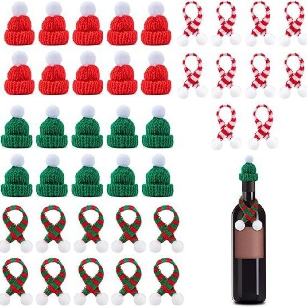 20 stücke Handgemachte Mini Santa Hut Stricken Puppe Hüte Neue Weihnachten