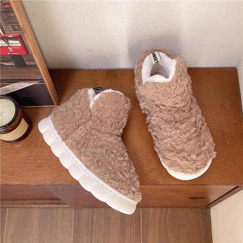 Women's Indoor Suede Faux Fur Fleece Lined Ankle Boots Cozy High-Density Winter Bootie Breathable Warm Shoes with Non Skid Sole for Women