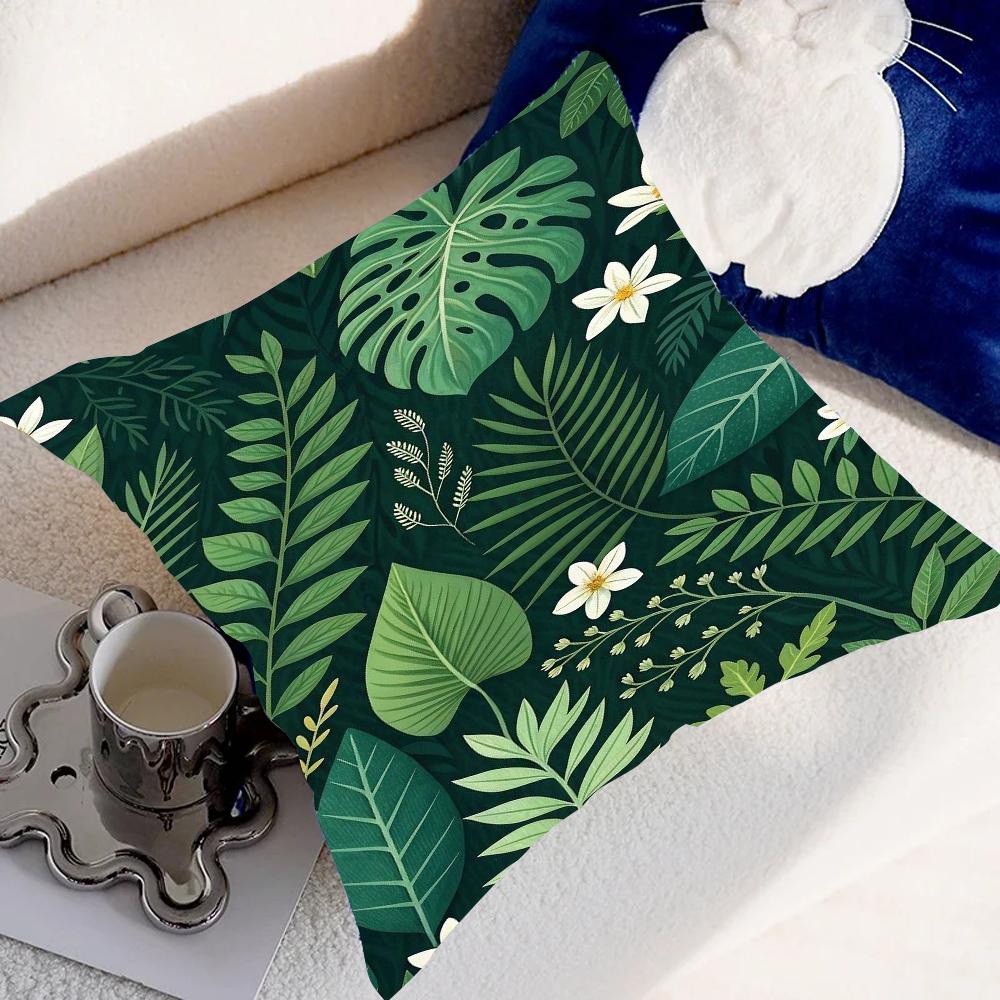 Coconut Leaves Pillow Case Pillow Cover Case Square Room Sofa With For Home Use Plush Cute Cushion Cover