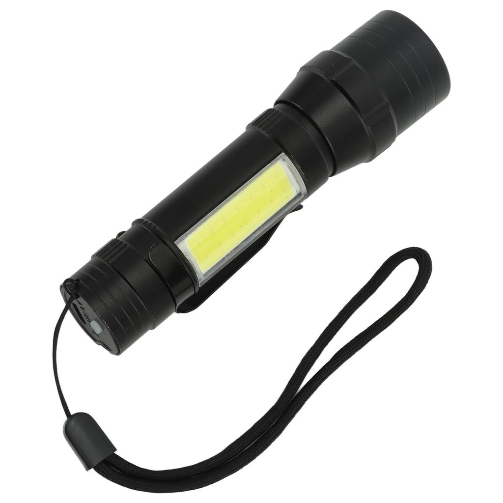 Rechargeable Flashlight 4 Modes High Brightness Metal Flashlight with COB Sidelight for Outdoor Camping Emergency