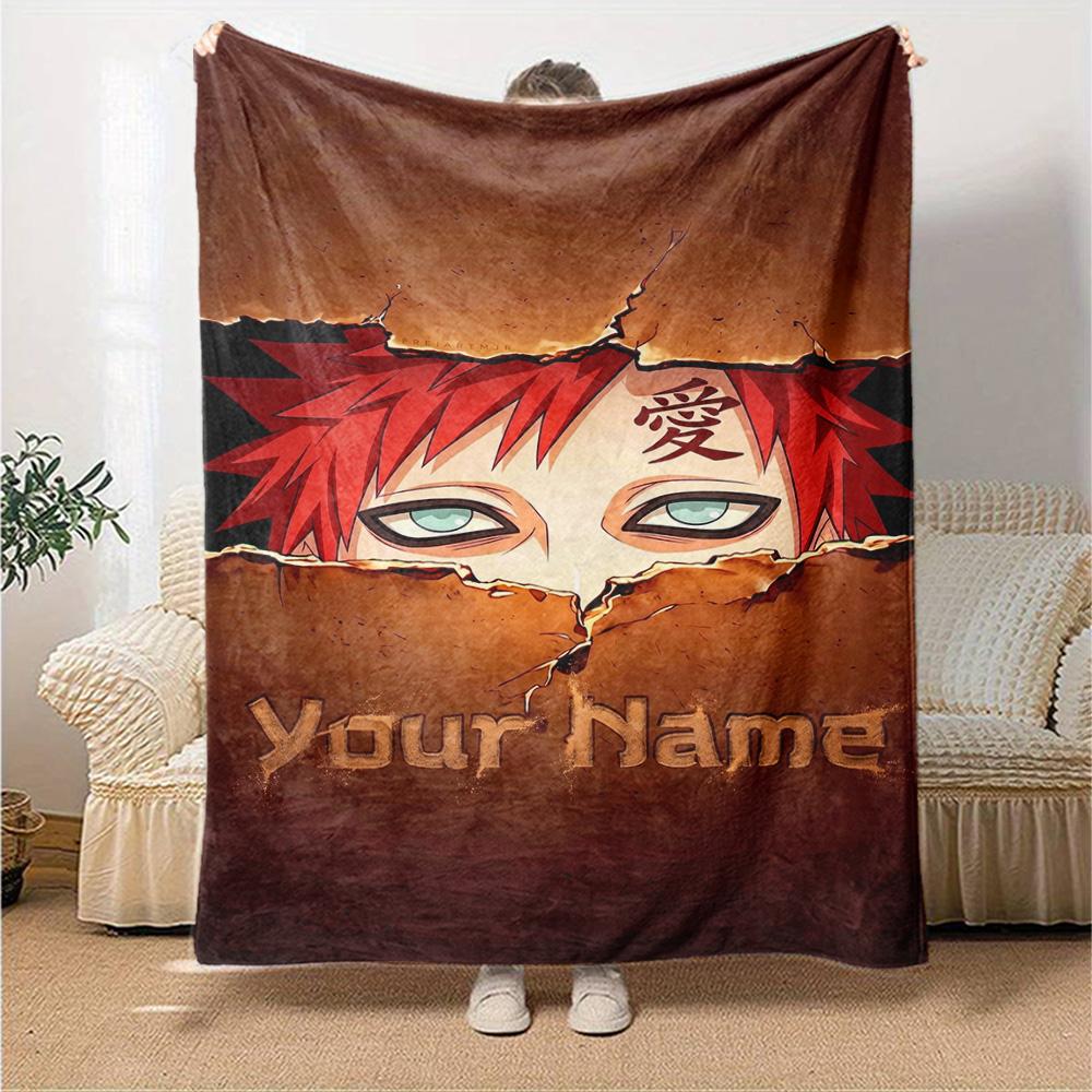 Naruto Character Customize Your Name Blanket Throw Customizable Blanket Soft & Cozy Suitable for Living Room Office Chair Seaside Bedding