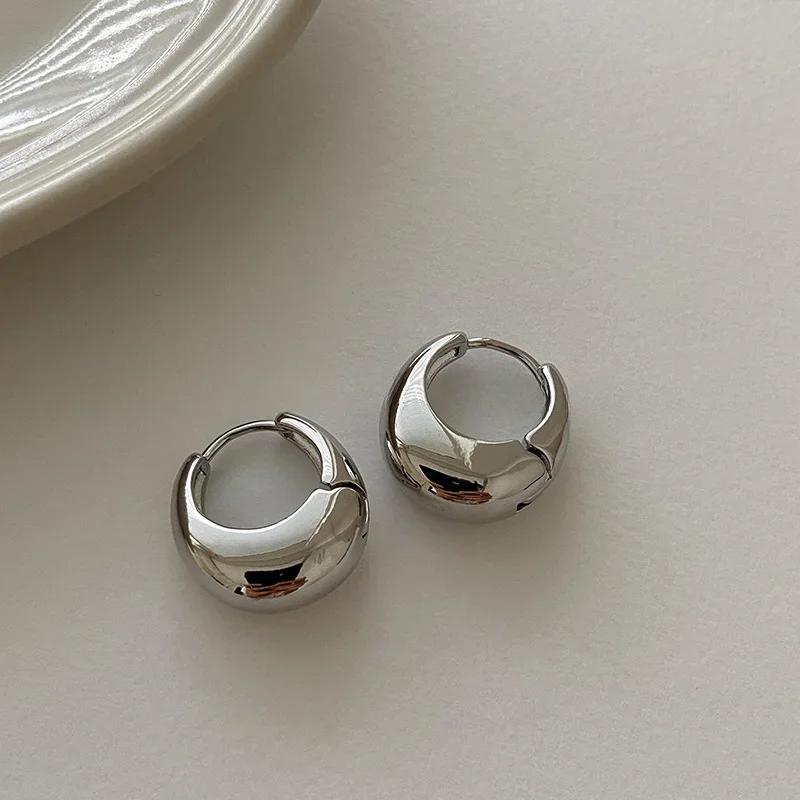 Vintage Stainless Steel Round Circle Hoop Earrings for Women Fashion Geometric C-shaped Drop Earring Party Wedding Jewelry Gifts
