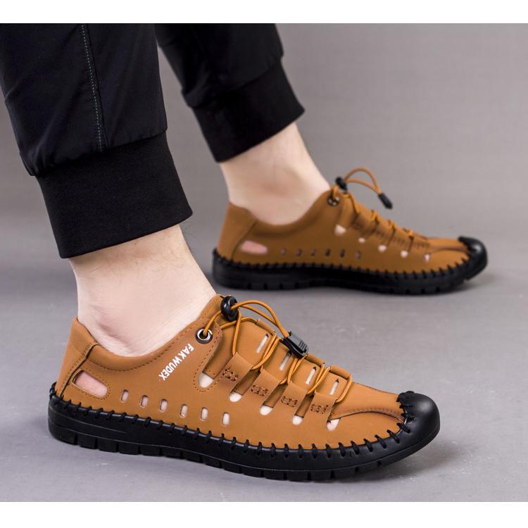 Sandali casual da uomo estivi, alla moda, traforati, traspiranti, scarpe basse, da lavoro, con suola morbida