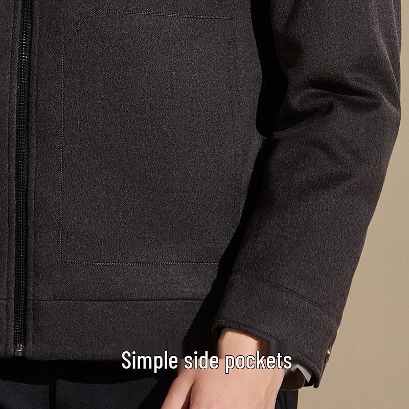 Antonio Men's Detachable Goose Down Lined Cashmere Wool Blend Business Jacket