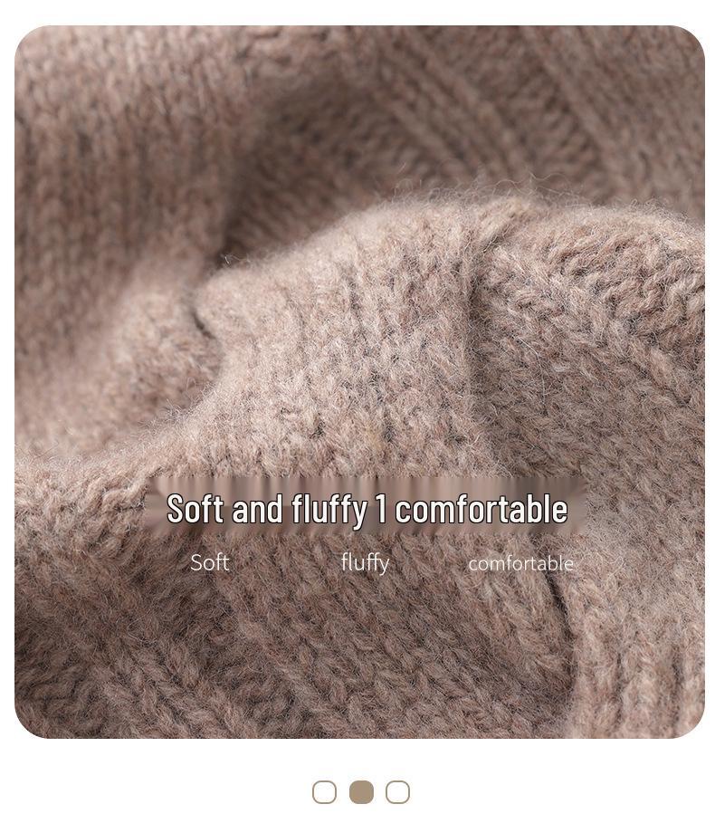 French Wool Cable Knit Shawl Scarf - Women's Winter Thick Warm Cloak Outerwear