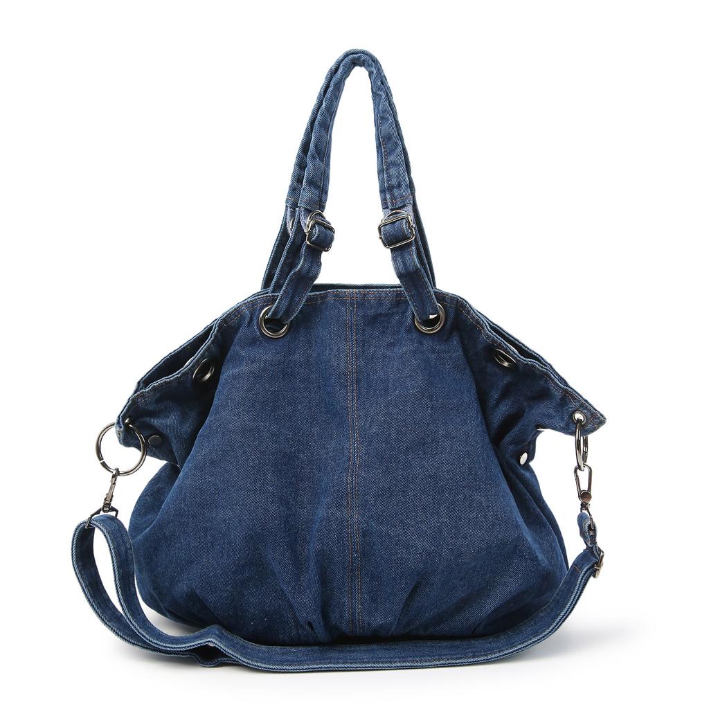 Lazy wind denim canvas tote bag women's large capacity student class commute shoulder messenger bag