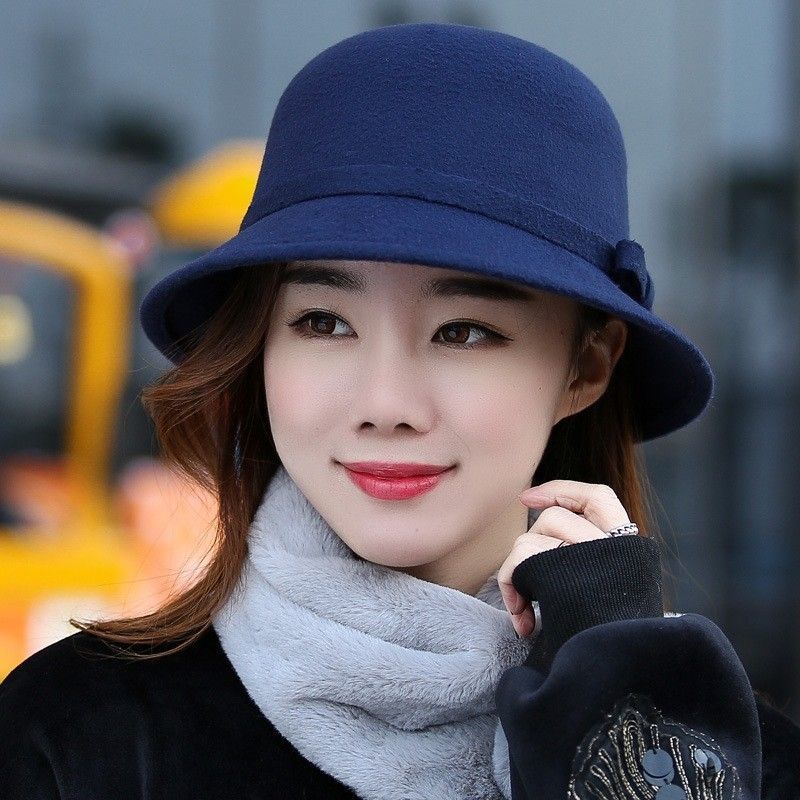 Retro Top Hat Women's Fashion British Woolen Hat Women's Autumn and Winter Felt Hat