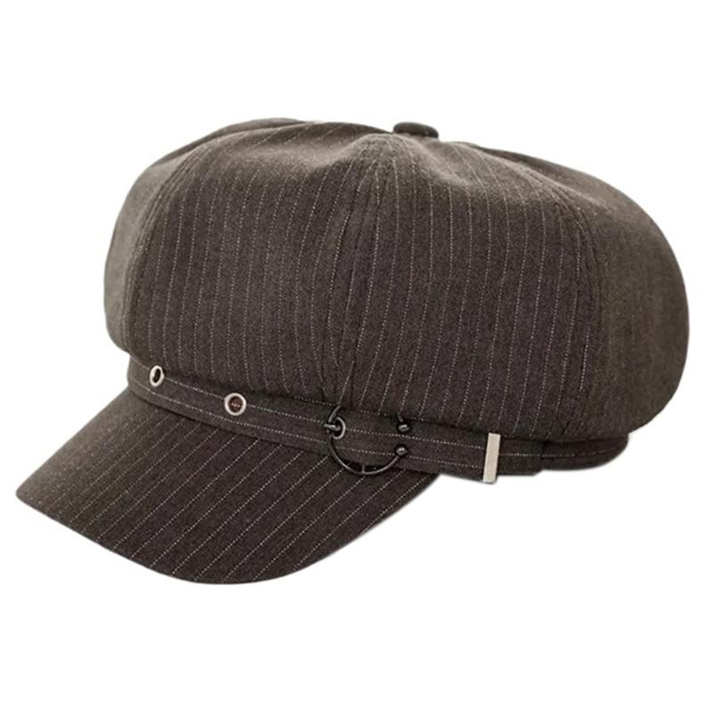 Spring Beret Hat Woman Commutes Octagonal Hat Camping Taking Photo Beret Hat with Metal Fastening for Girlfriend