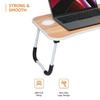 Klappbarer Laptop-Tisch aus Holzwerkstoff mit Getränkehalter, Tabletfach und Mini-Schublade (60L x 40B x 26H cm, Braun)