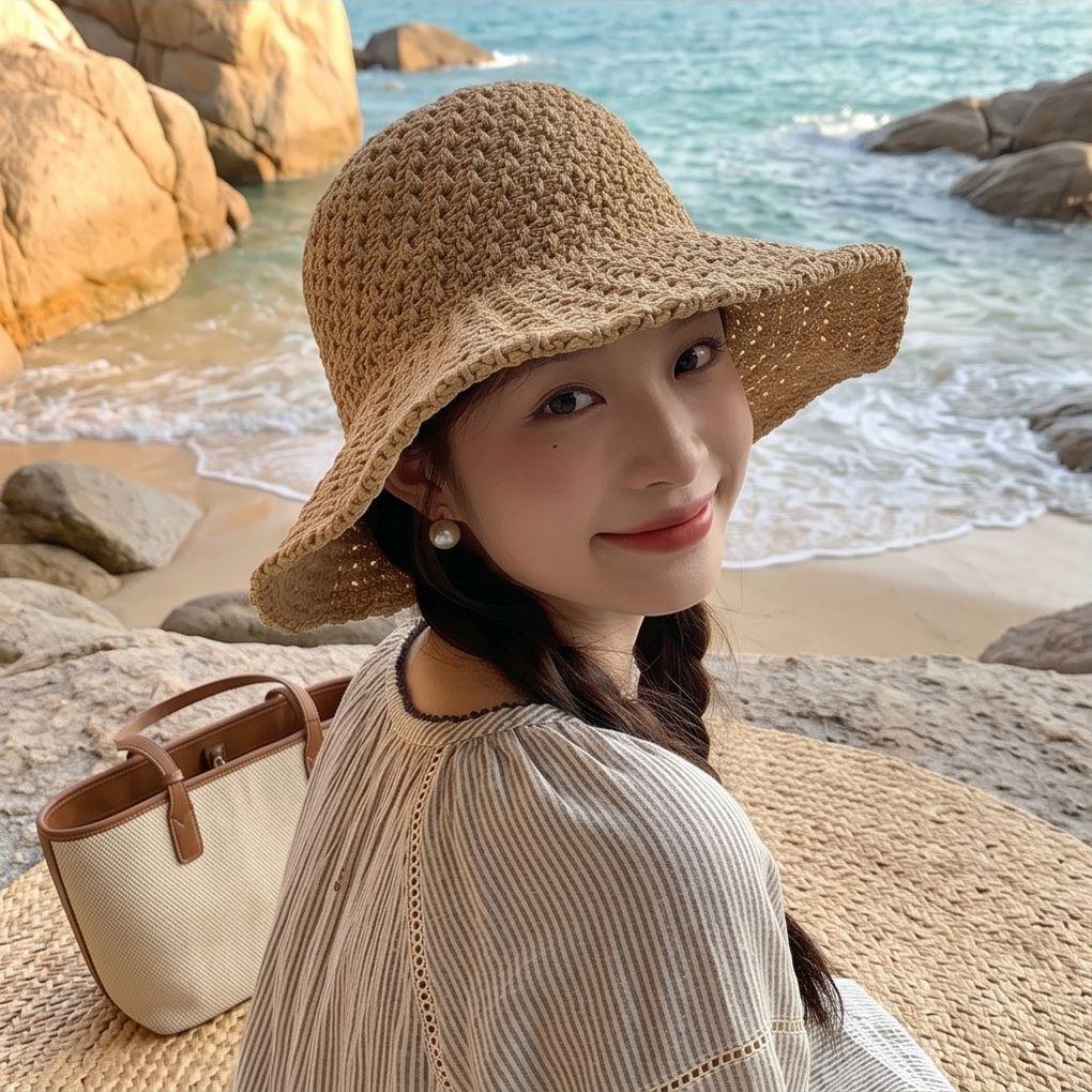 Womens Summer Wide Brim Hat With Adjustable Fit For Sun Protection And Casual Outings