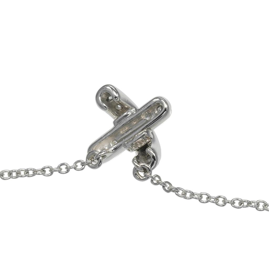 TIFFANY&Co. Cross-stitch Necklace Pt950Platinum/diamond 3.85g Women Used
