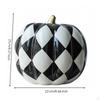 Golden Pumpkin Decor Glossy Checkered Ornament Large Ceramic