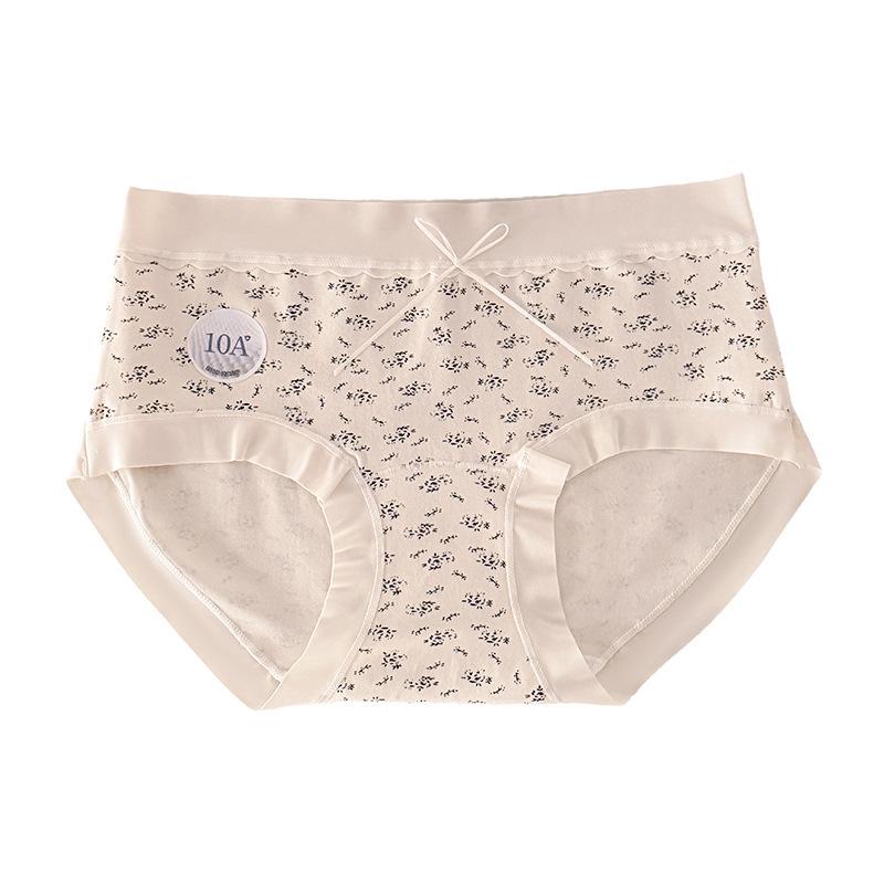 Antibakterische Baumwoll-Slips für Damen mit mittlerer Taille und floralem Muster: Hautfreundlich und atmungsaktiv